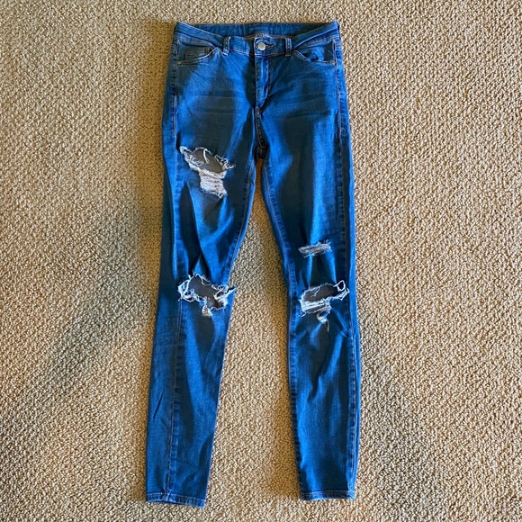 Topshop MOTO Mid-Rise Skinny Jeans - Distressed - Picture 1 of 5